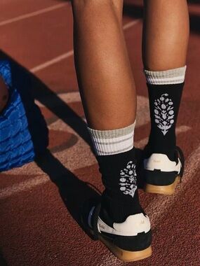 New! Free People Movement Women's Last Lap Tube Socks Black/White
